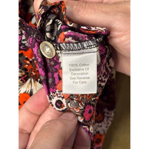 Vera Bradley Rosewood Button Down Long Sleeve Top With Collar Medium - Picture 7 of 8